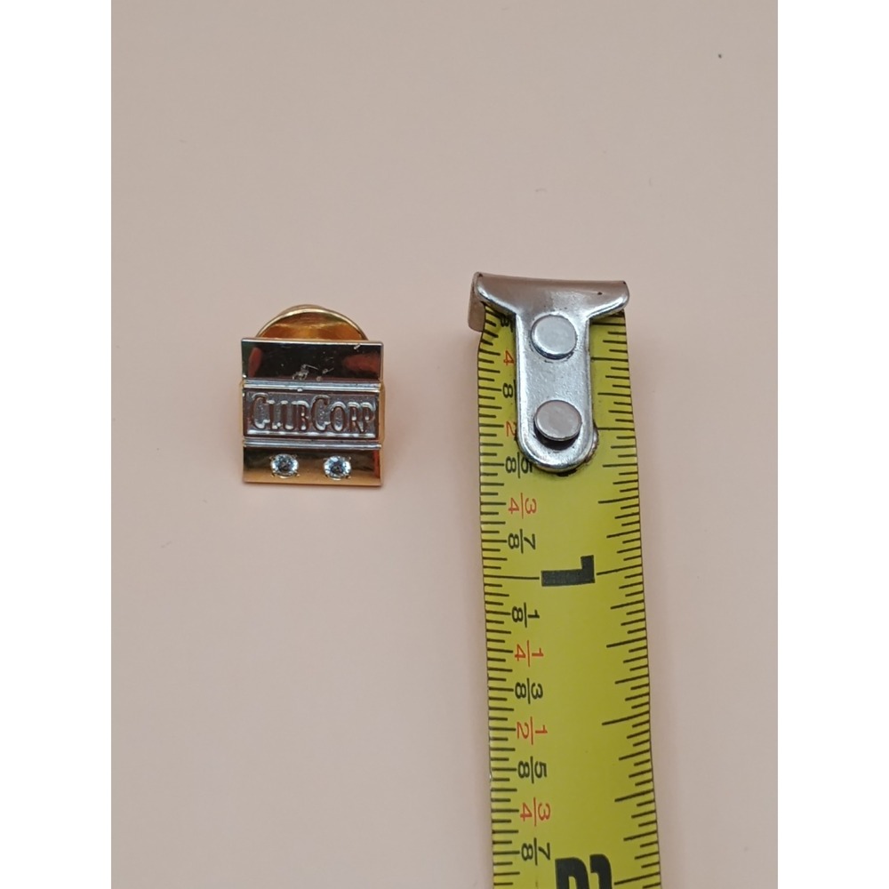 ClubCorp Lapel Pin 1/10 10K Gold Filled Two Tone Corporate Logo Pin with Stones - Picture 2 of 4